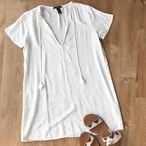Forever 21 White Embroidered Swim Cover Up